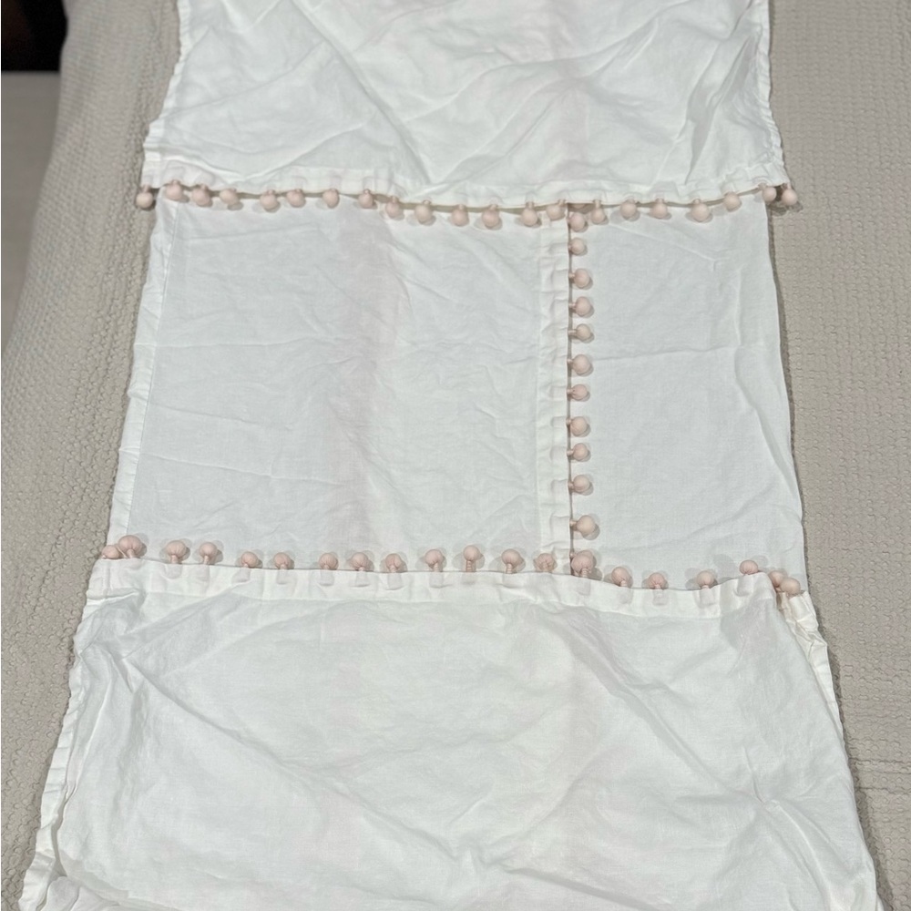 Restoration Hardware White Crib Skirt with Petal Pom Trim - Picture 2 of 3